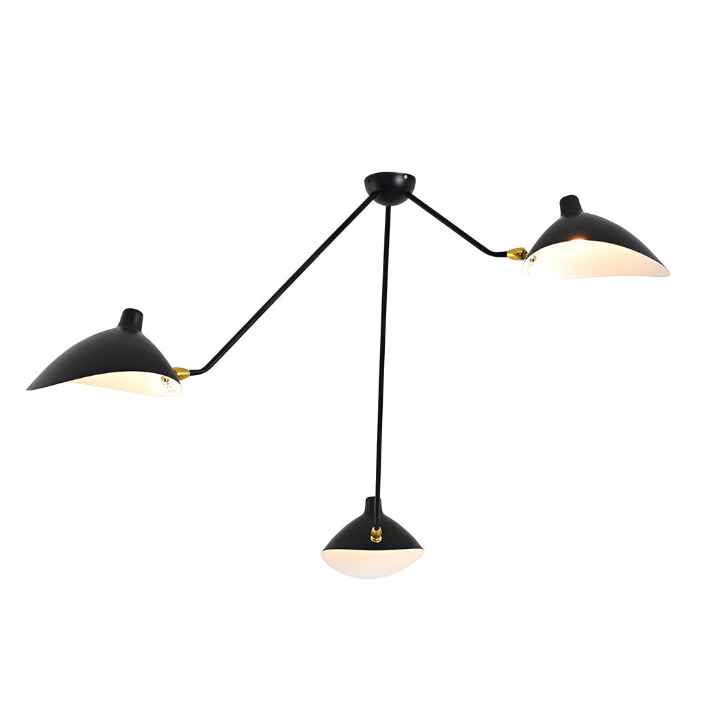 Duckbill 3-Light Chandelier — Black & Copper, 360° Rotatable, E27 60W, Modern Retro