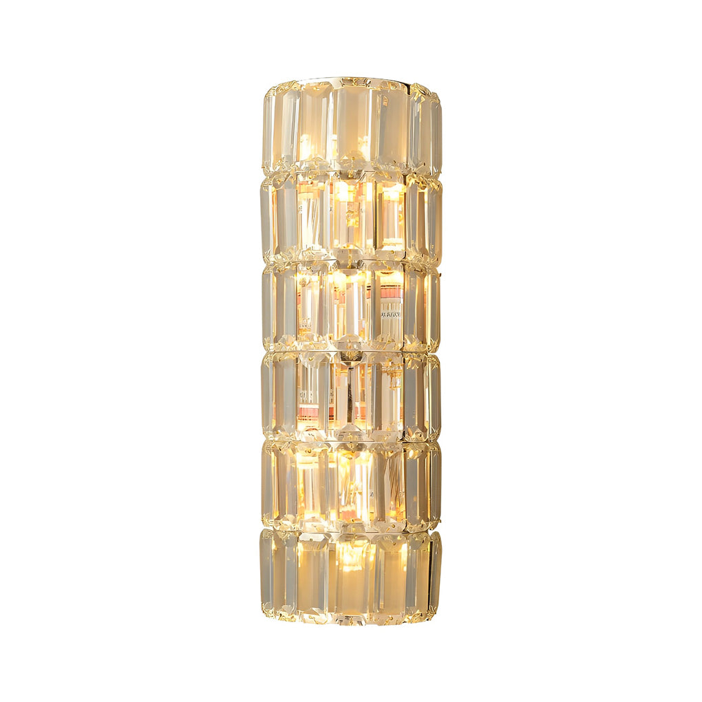 Postmodern Crystal Wall Sconce — Gold Iron, Three-Step Dimming, Round / Rectangular