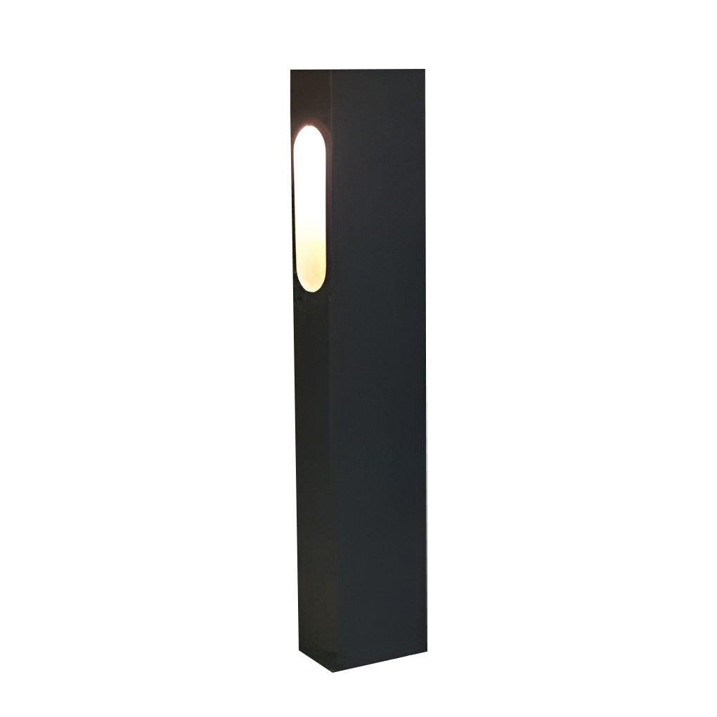 Contemporary Rectangular Bollard Path Light — Black Aluminum, 7W COB LED, 3000K, IP65, 24" Height