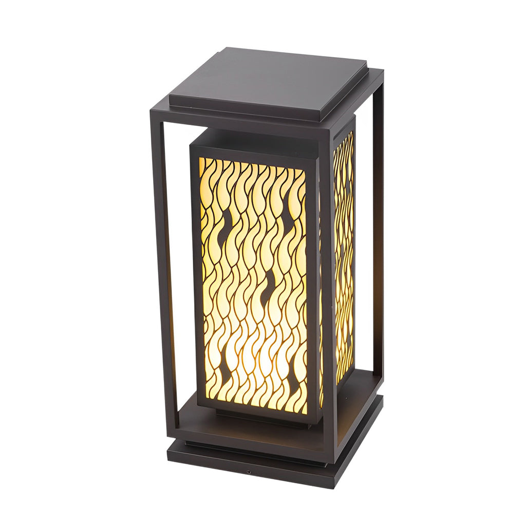 Retro Black LED Outdoor Bollard Path Light — Stainless Steel and Faux Marble, IP65, 3000K Warm White