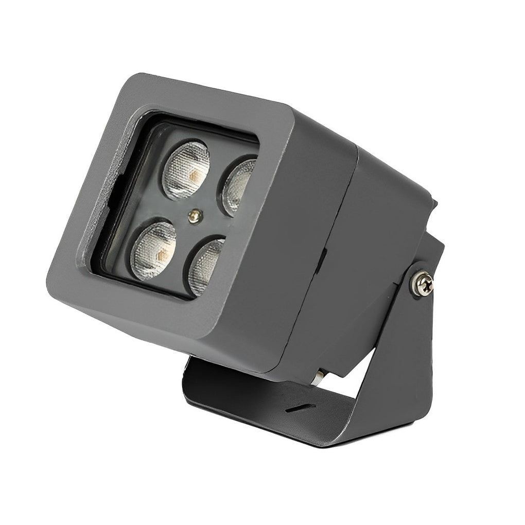 Adjustable Square Outdoor Spotlight Wall Sconce — Black Aluminum, 8W LED, Multi-Color, IP66 Weatherproof