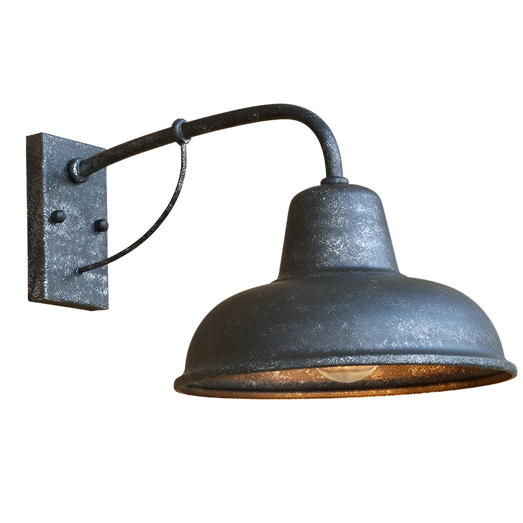 Vintage Trumpet Outdoor Wall Sconce — Black Iron, E27, LED Waterproof