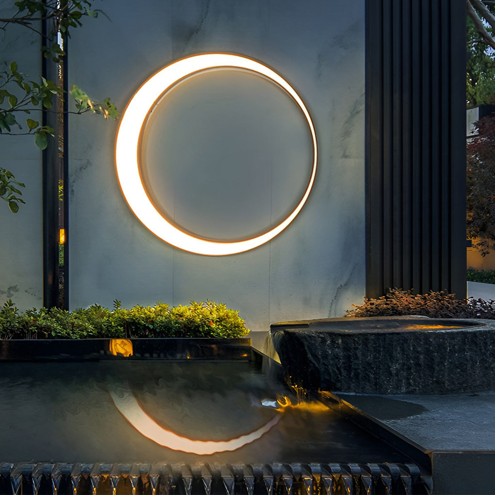 Circular Moon Outdoor Wall Sconce — Stainless Steel, LED, IP65 Weatherproof, 20W / 36W / 60W