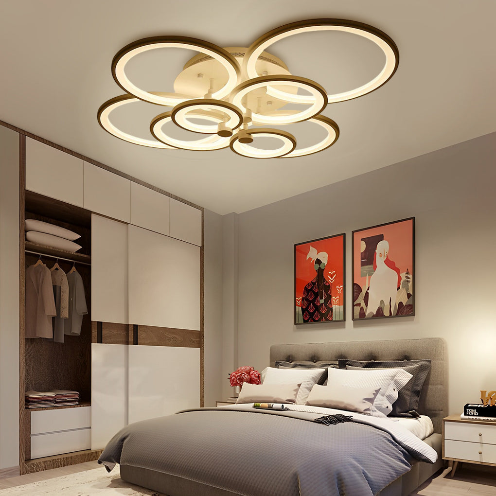 Multi-Ring Flush-Mount Ceiling Light — Metal and Acrylic, Dimmable LED, 3000K–6000K, 31" Wide