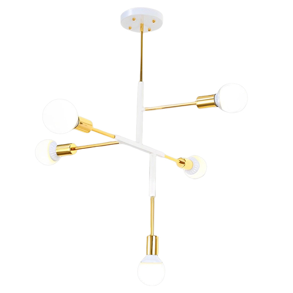 Irregular Branch Modern Chandelier — Electroplated Iron with Copper Arms, 5-Light LED, 33" Diameter