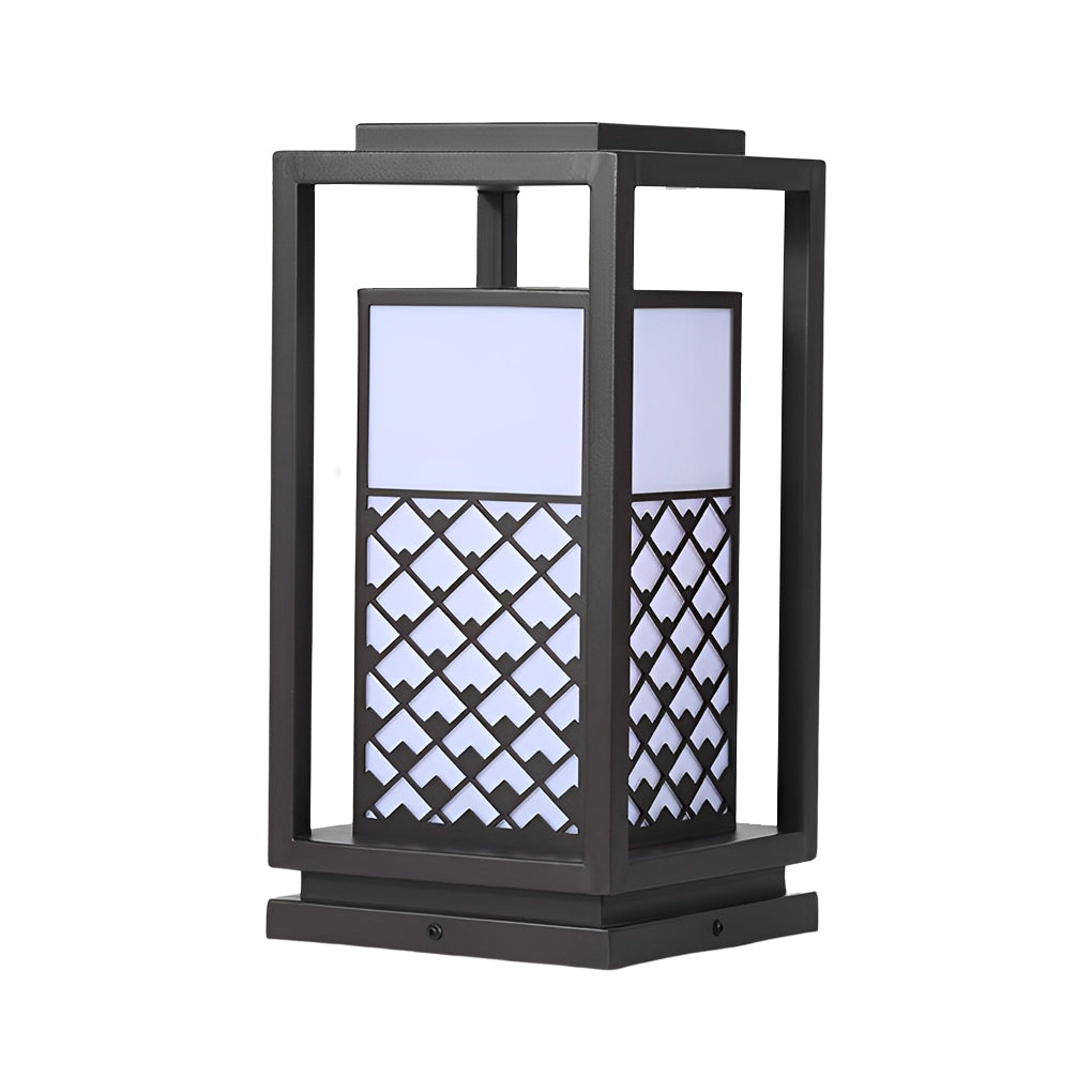 Retro Black Solar Bollard Pathway Light — Galvanized Steel and Acrylic, LED, IP65 Weatherproof