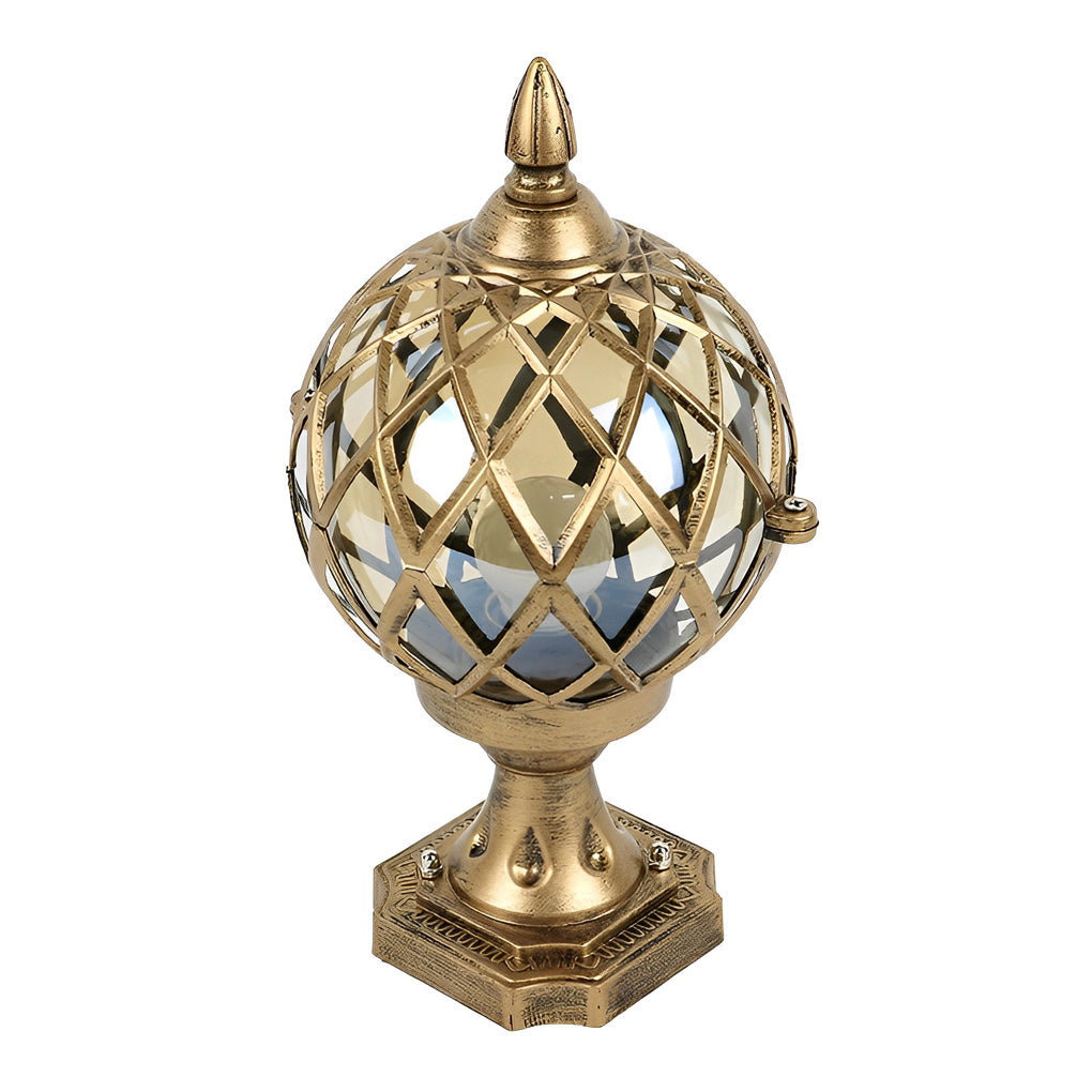 Round Ball Outdoor Fence Post Light — Aluminum and Glass, LED, IP54 Waterproof, Black or Bronze