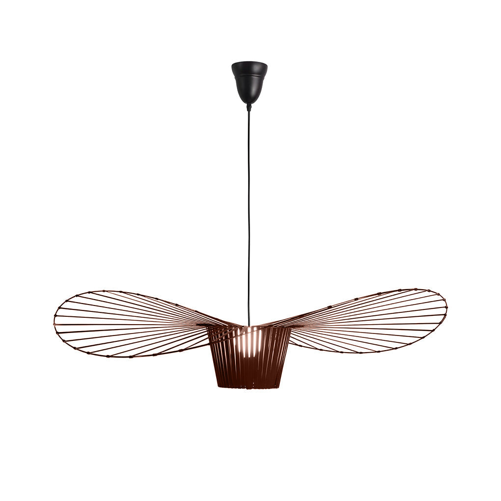 French Hat Fabric Chandelier — Metal Frame, E27, Adjustable, 23.6" or 31.5", Black / Brown / White