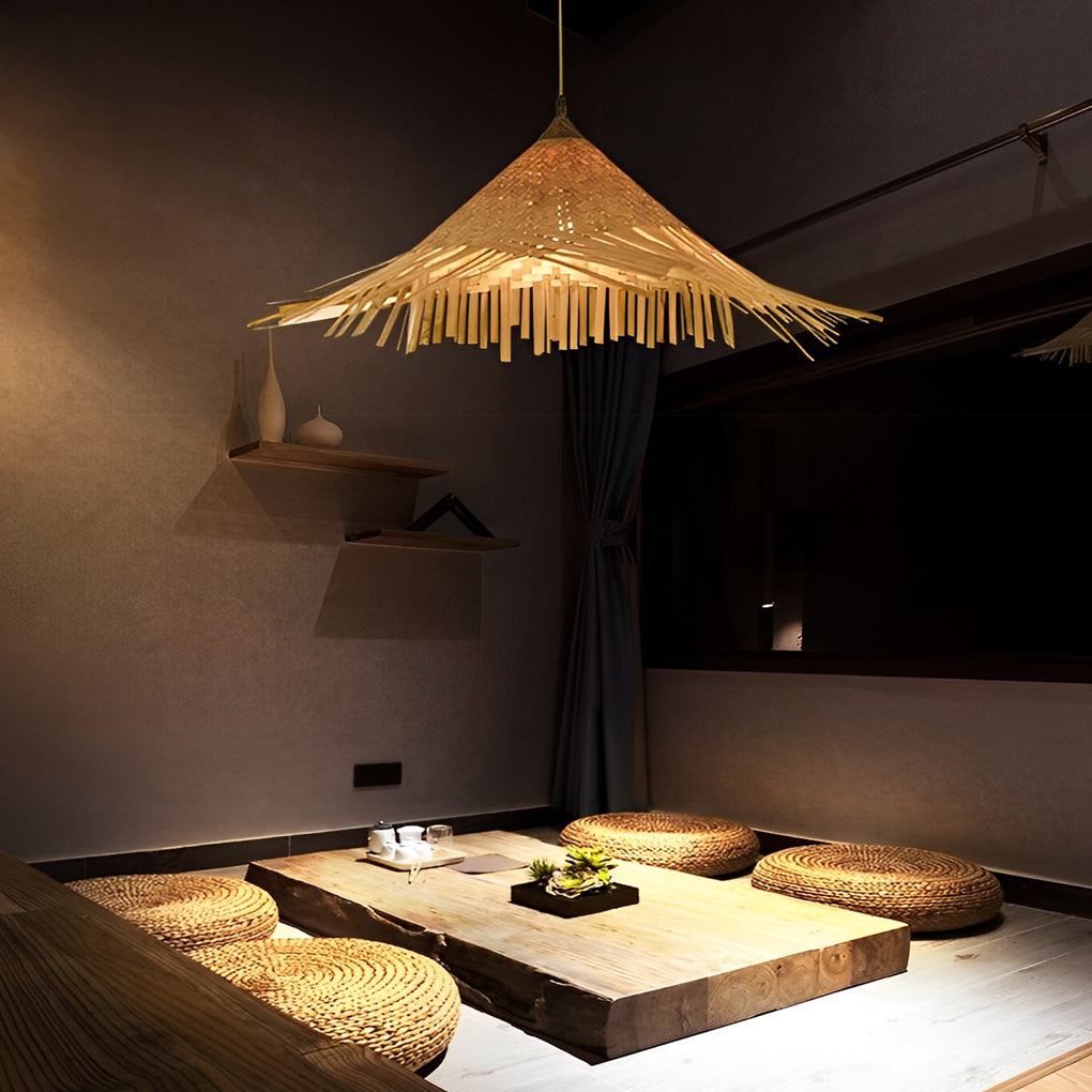 Caribbean Bamboo Woven Pendant Light — Burlywood, 28" Diameter, E26/E27, 21W–30W