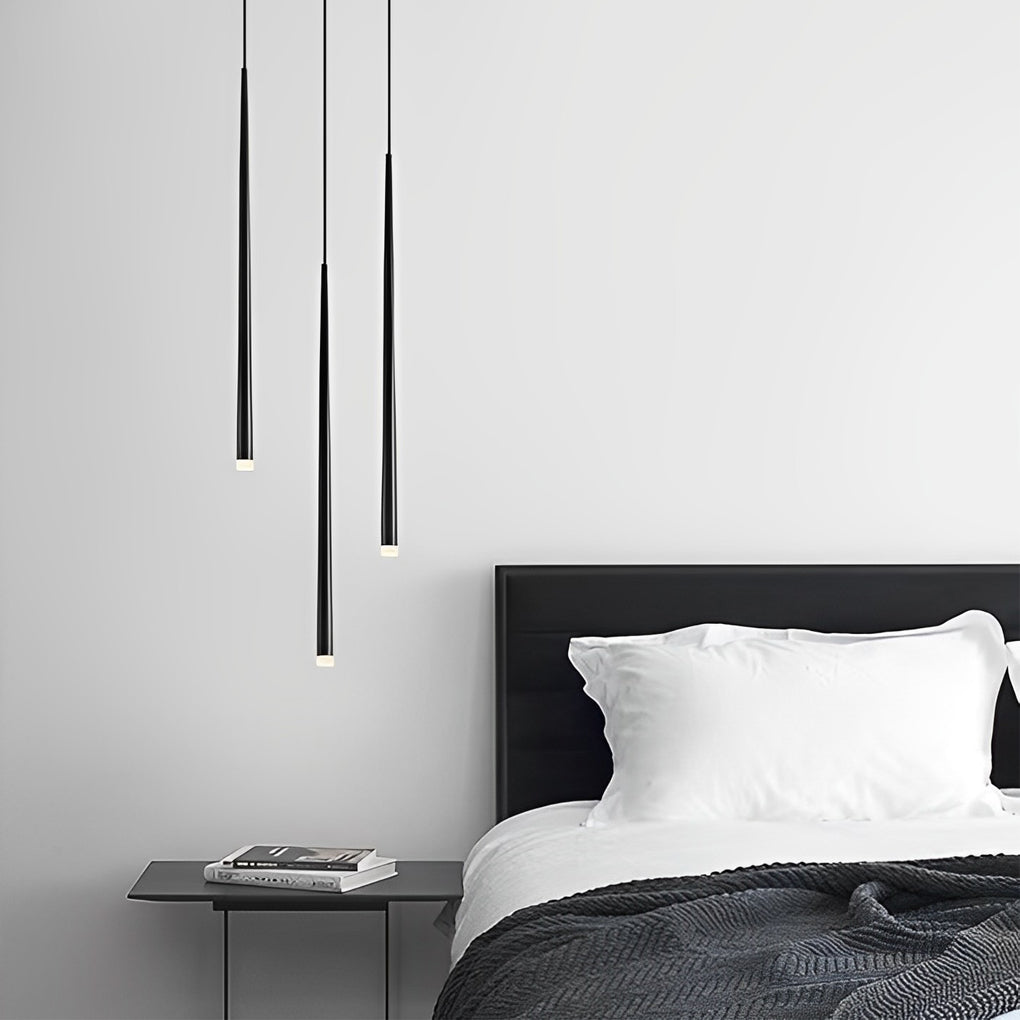 Conical Long-Tube Mini Pendant — Black Iron & Acrylic, COB 3W, 3000K Warm White