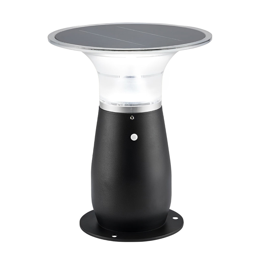 Modern Solar LED Bollard Path Light — Die-Cast Aluminum, 3.5W, 360° Illumination, Black