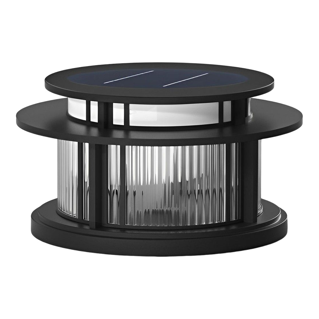 Modern Round Outdoor Pillar Light — Stainless Steel, Black, Solar or Wired, Three-Step Dimming, IP65 Weatherproof