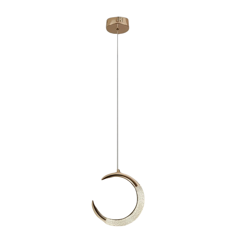 Moon Ring Mini Pendant — Zinc Alloy, Gold Electroplated, LED 7W 3000K, 8" Diameter