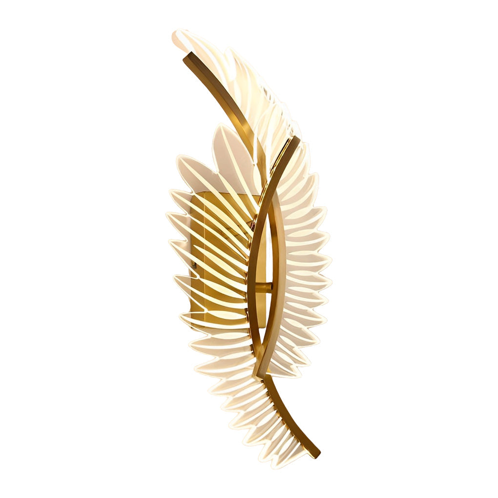 Postmodern Feather & Acrylic Leaf Wall Sconce — Copper, LED, Three-Step Dimming, 3000K / 4000K / 6000K
