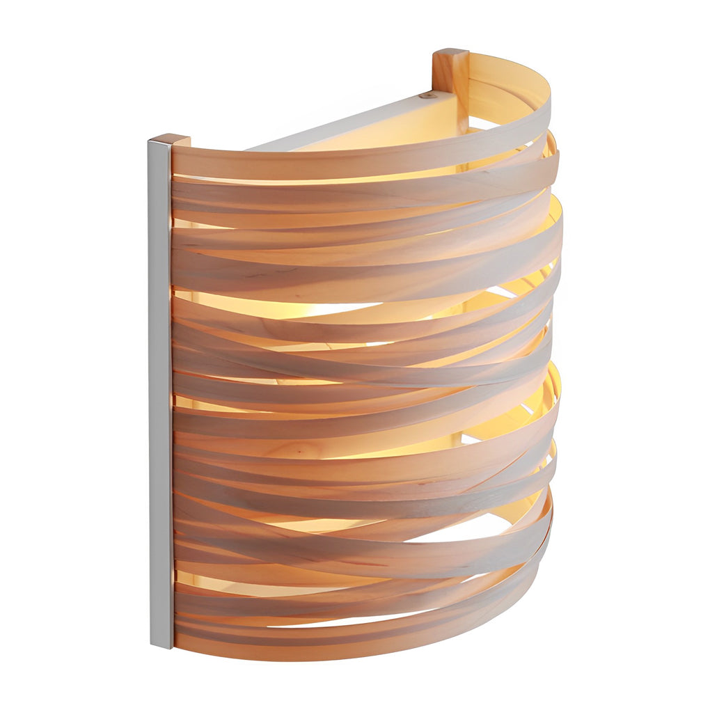 Handmade Semi-Cylindrical Wood Wall Sconce — Soft Ambient Light, Bedroom & Living