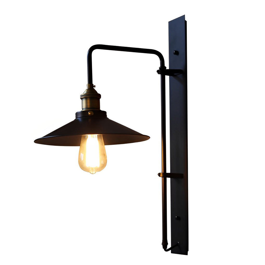 Adjustable Retro Industrial Swing-Arm Wall Sconce — Black Iron and Glass, 6W LED E27, 10" × 22"