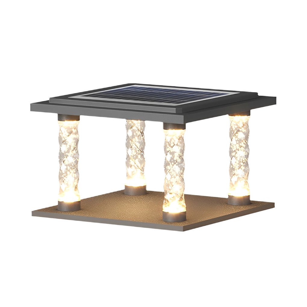 Bubble Square Solar Post Cap Light — Die-Cast Aluminum, LED, IP45 Waterproof, 3000K Warm White