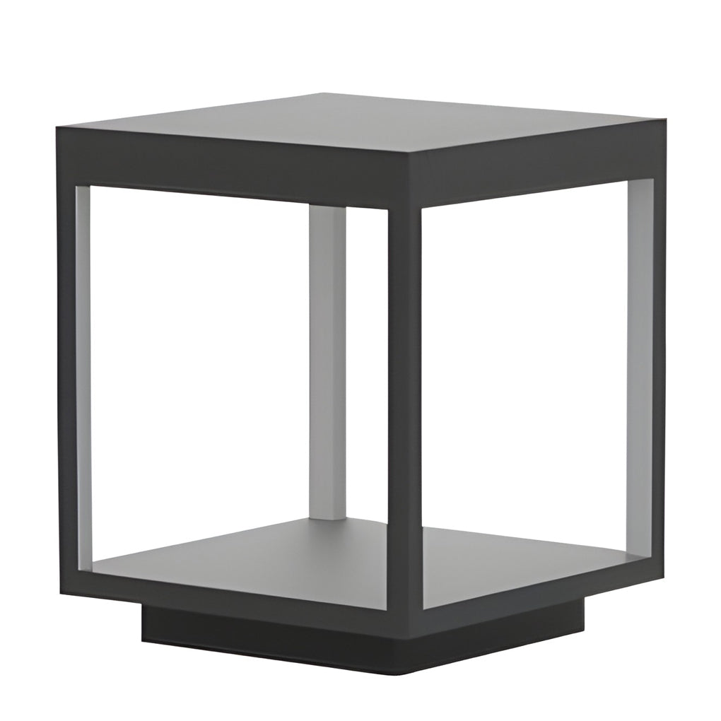 Contemporary Square Open-Frame Solar Pier-Mount Post Light — Stainless Steel & Acrylic, LED, IP54, Warm White 3000K