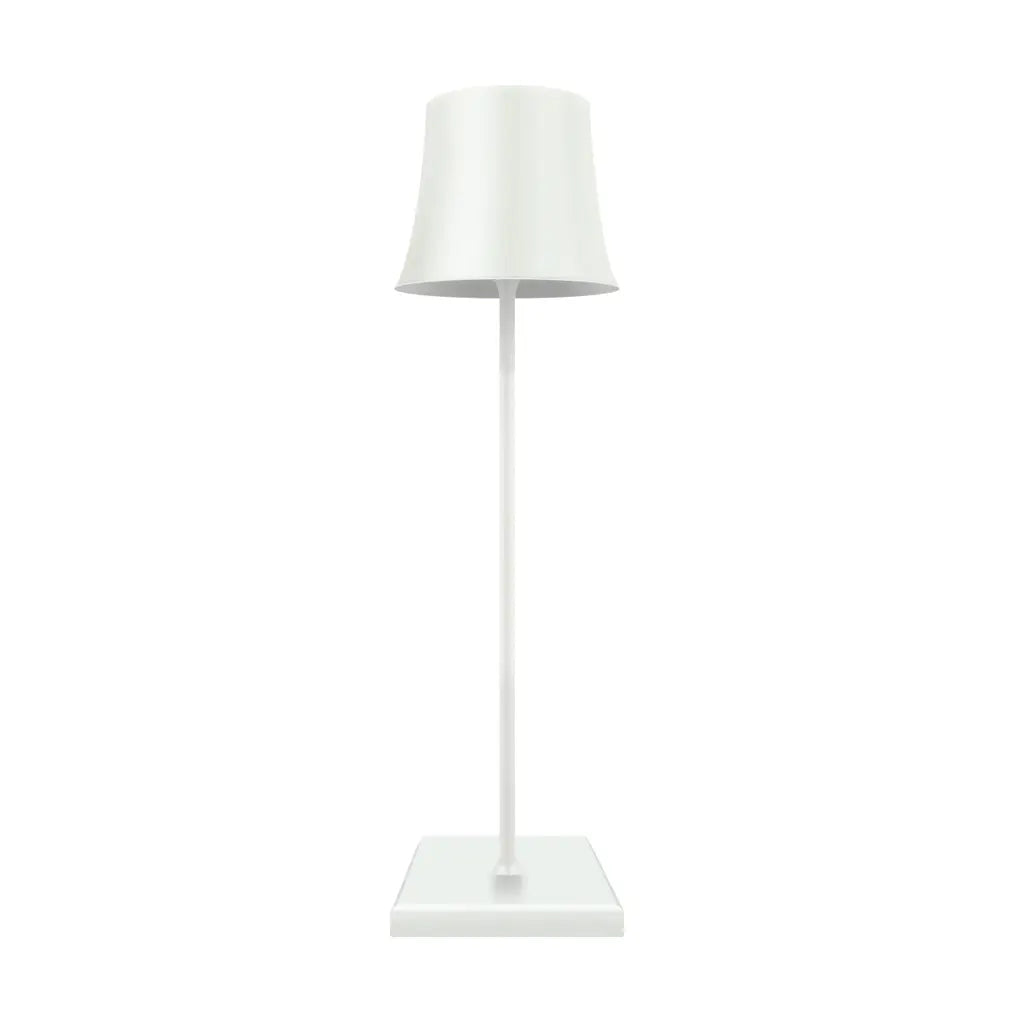 15-Inch Cordless Modern Metal Table Lamp in Black and White with a Cool Hue Luxe