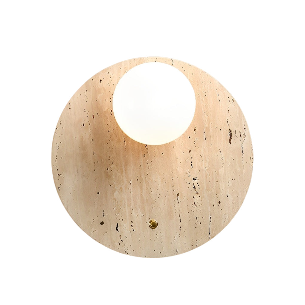 Yellow Travertine Wall Sconce — Wabi-Sabi, G9 Hardwired, 3000K Warm White, Round or Long