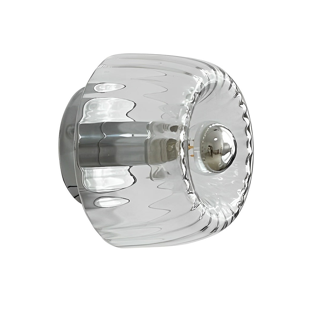 Jellyfish Round Glass Wall Sconce — Chrome or Gold Iron, 6.3" Diameter, 3000K Hardwired