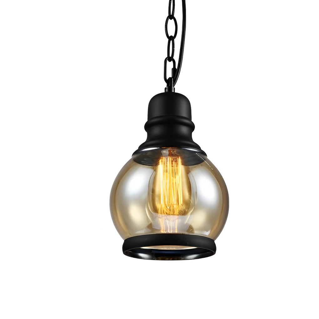 Industrial Mini Pendant — Retro Brown Glass Shade, E27, 3 Shape Options