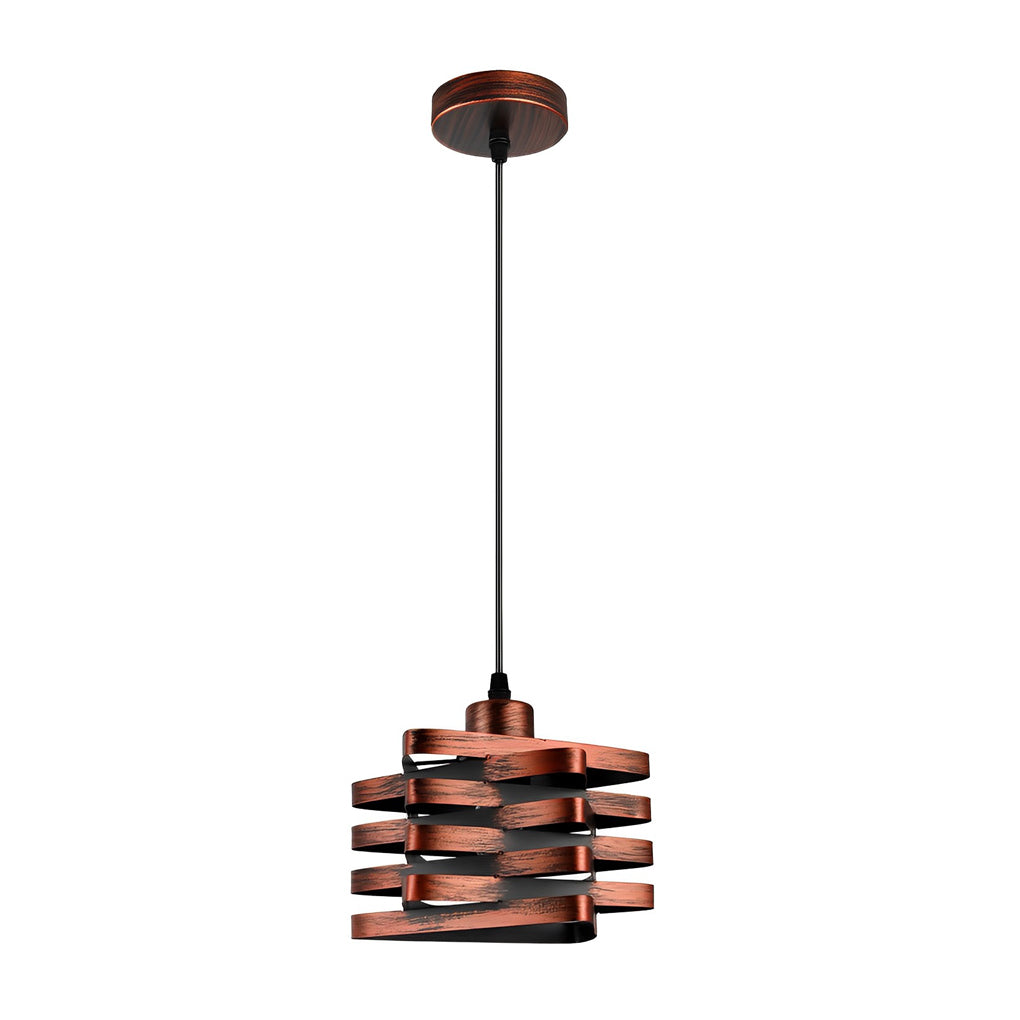 Retro Industrial Interwoven Iron Mini Pendant — E27/E26, 60W Max, 39.4" Adjustable, Gold / Copper / Black