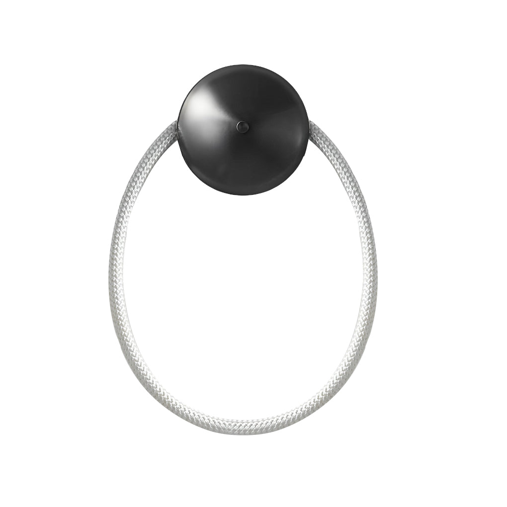 Round Handwoven Nylon Wall Sconce — Black, LED, 3000K Warm White, 1-Ring & 2-Ring Variants