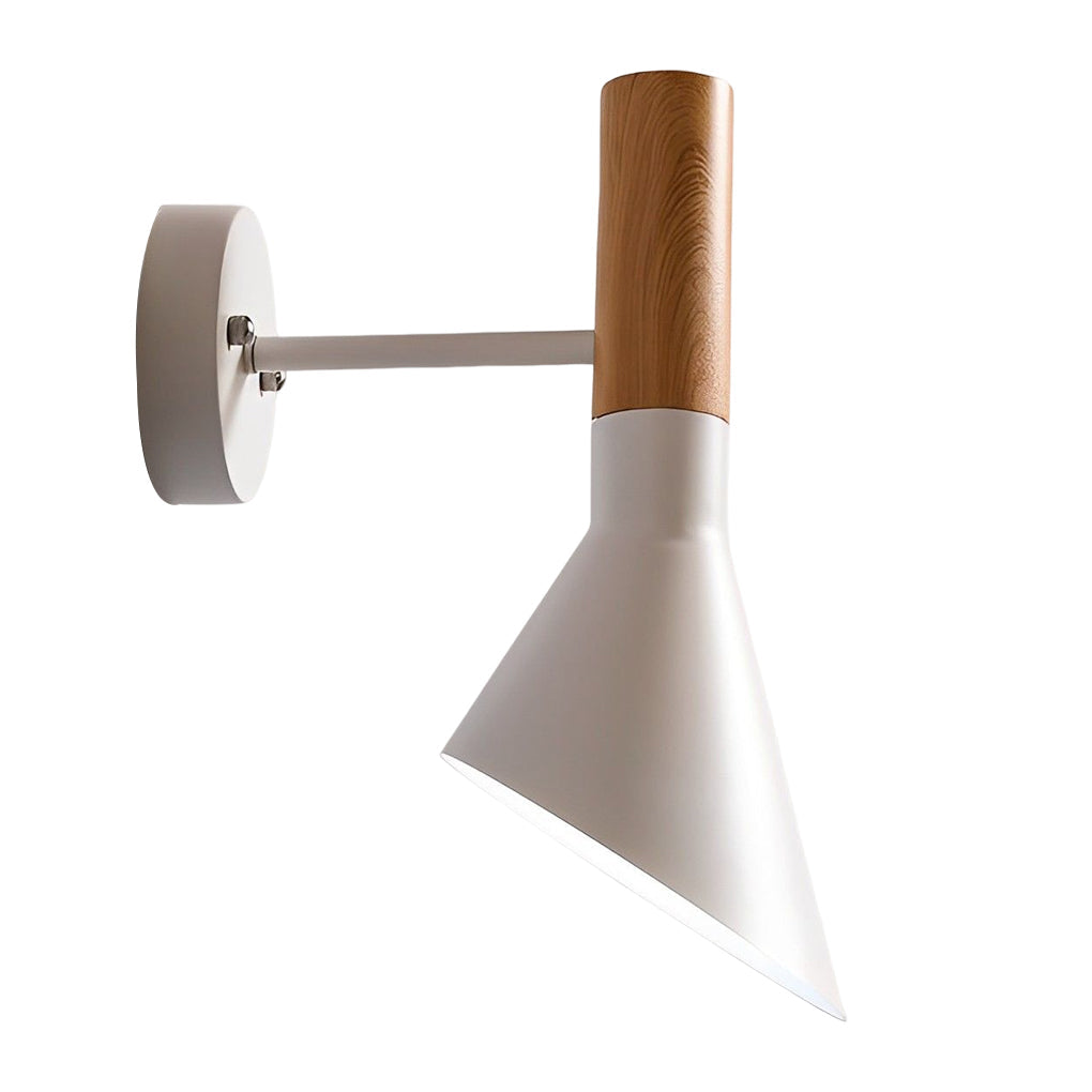 Retro Industrial Plug-in Wall Sconce — Wood and Iron, E27 LED, 12", Black or White