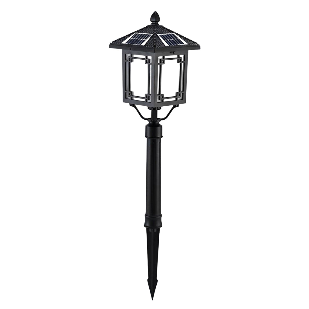 Ancient House-Style Solar LED Post Light — Aluminum and Glass, 7W, IP54, 3-Step Dimming, Remote Control