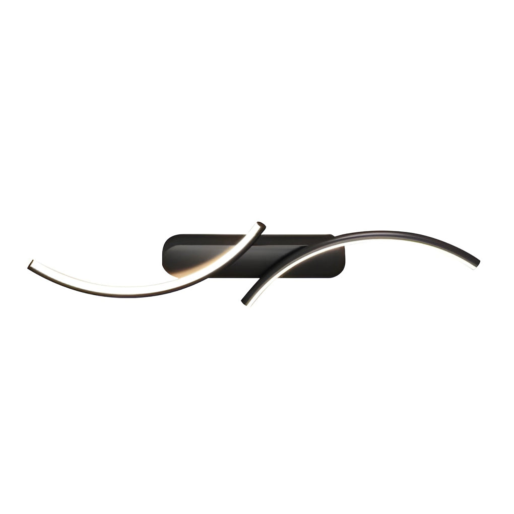 Modern S-Shaped Linear Wall Sconce — Iron and Silicone, LED, Three-Step Dimming (3000K/4500K/6000K), 8W–18W, Black / White / Gold