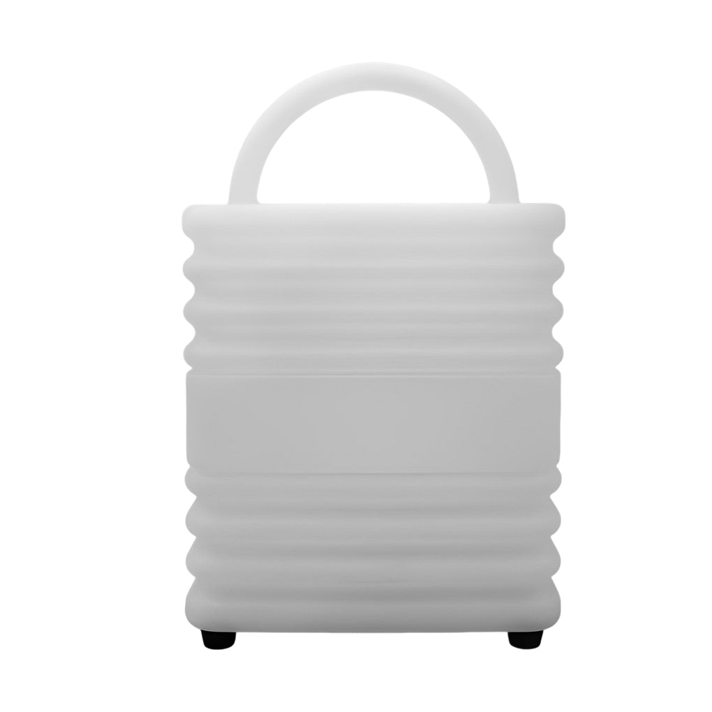 Modern Square Portable LED Outdoor Lantern — White PE, IP65 Waterproof, Remote Control, Rechargeable, 7" × 10"