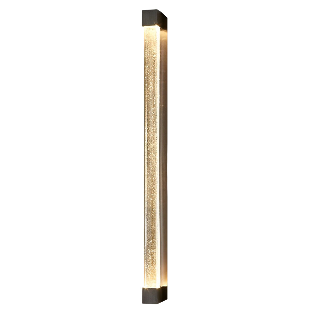 Postmodern Minimalist Strip Crystal Linear Wall Sconce — Crystal Glass, LED, 3000K Warm White, 22" Height, Black or Bronze