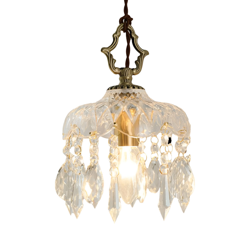 Modern Retro Mini Crystal Pendant — Copper, Glass and Crystal, LED, 6" or 8"