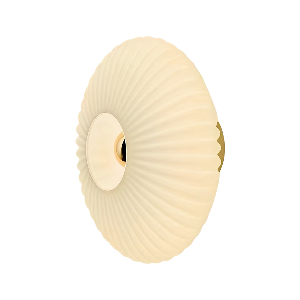 Round Striped Glass Wall Sconce — Iron and Glass, Postmodern, LED, 9.4" Diameter, 3000K Warm White