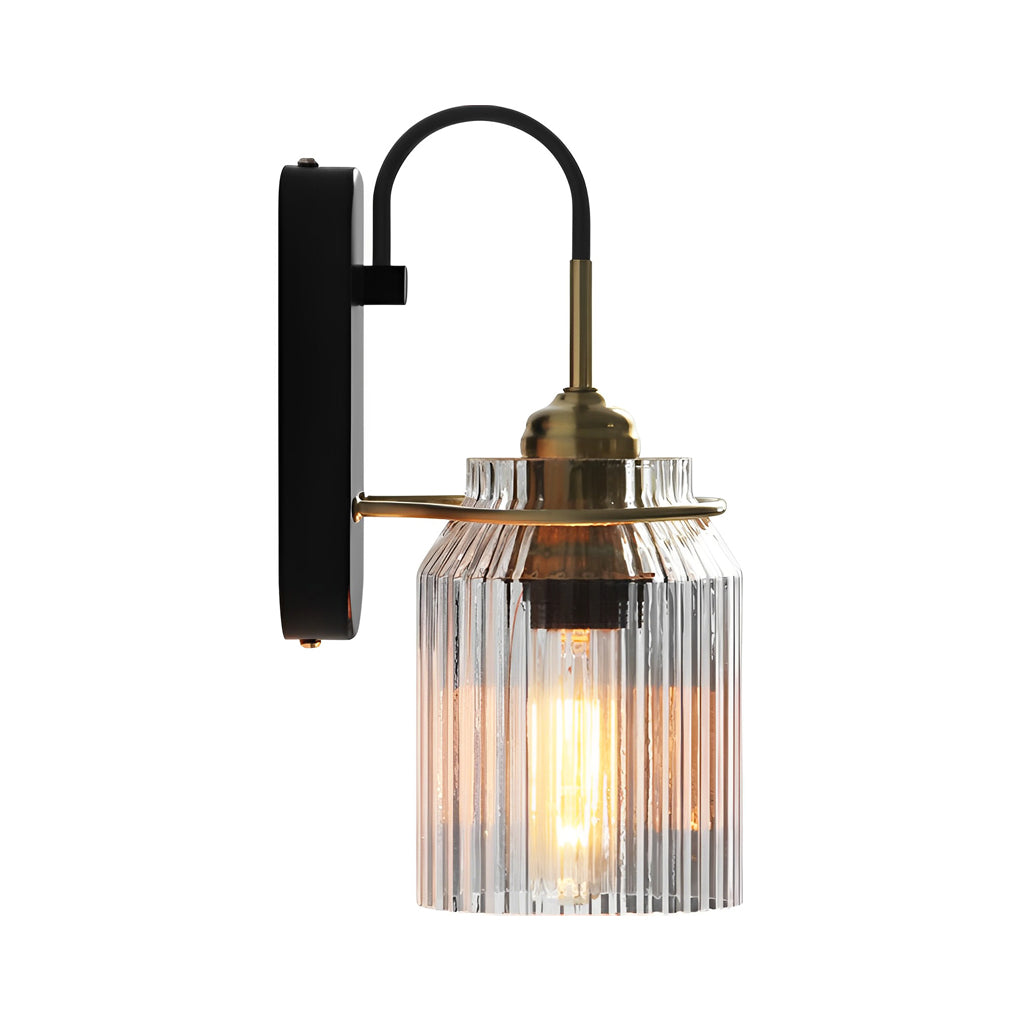 Round Funnel Wavy Glass Wall Sconce — Gold Metal, E27 LED 5W, Hardwired, 4.7" × 11.8"