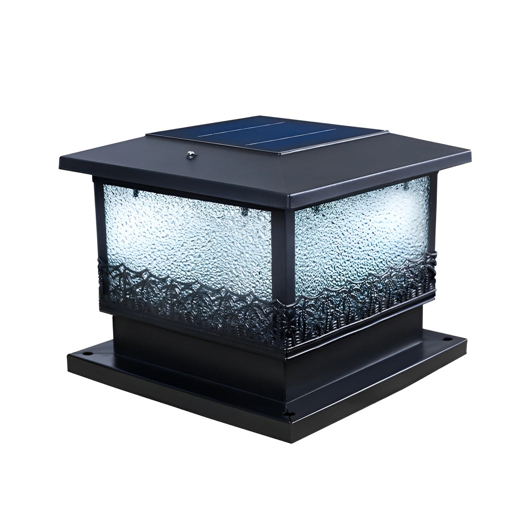 Modern Square Solar Fence Post Light — Black Metal, IP65 Weatherproof, 9.5–11 Hr Runtime
