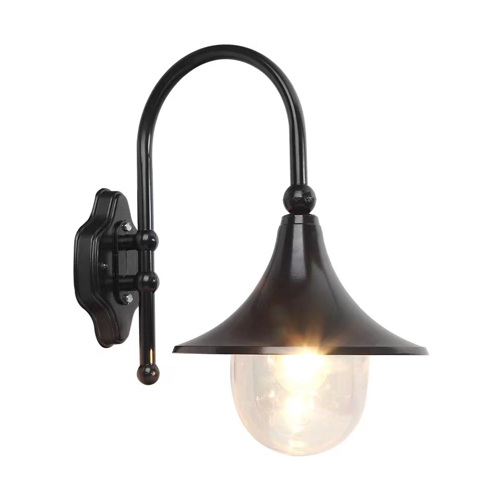 Vintage Trumpet Outdoor Wall Sconce — Die-Cast Aluminum, Black, LED, IP55 Waterproof