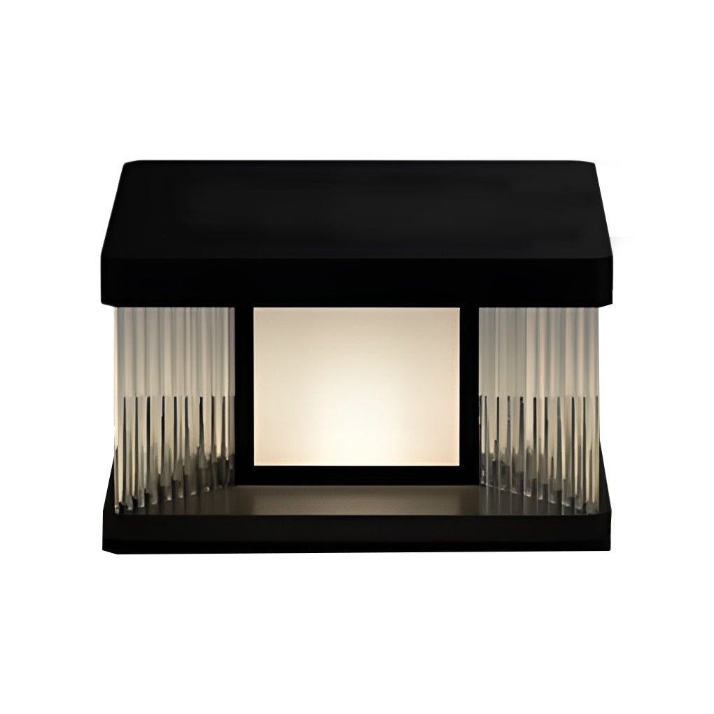 Modern Black Solar Fence Post Light — Stainless Steel, Glass & Acrylic, LED 3000K, IP65 Weatherproof