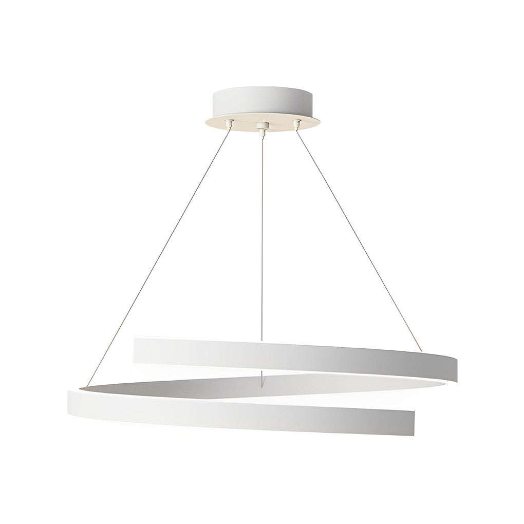 Rotating Ring Modern Chandelier — White Iron & Aluminum, LED, Three-Step Dimming, Remote Control, 20"