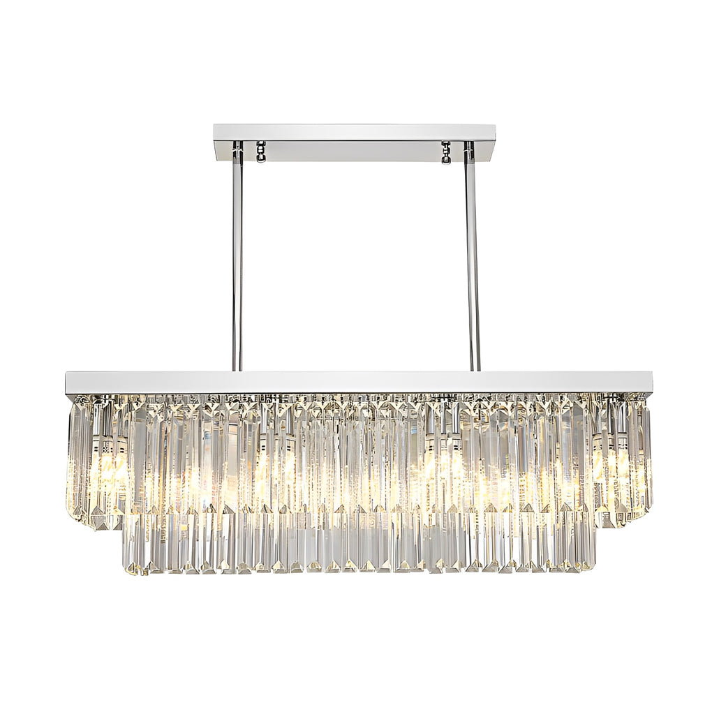 Rectangular Crystal Chandelier — Stainless Steel, 3-Step Dimming (3000K/4500K/6000K), LED E14, 31.5"–47.2"