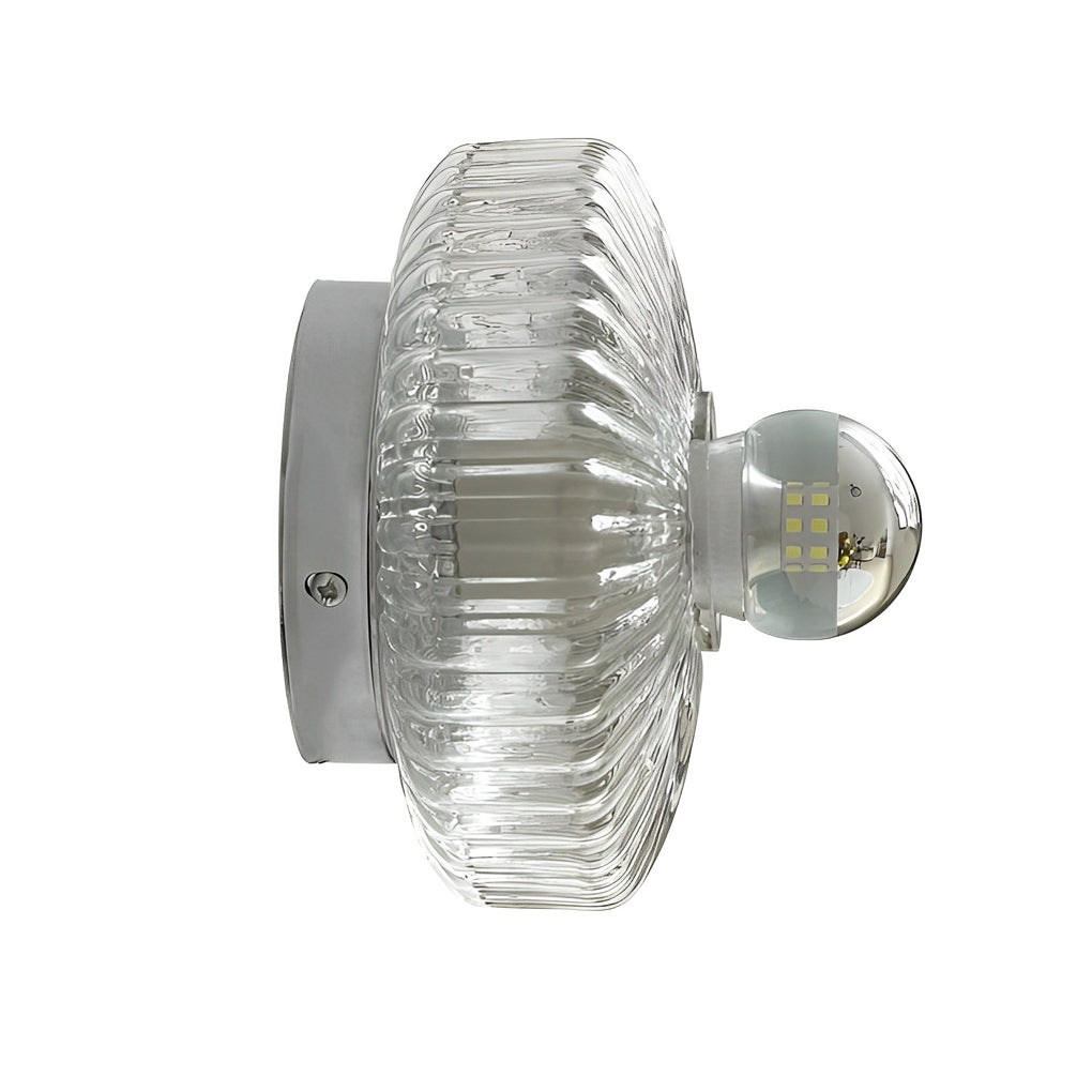 Medieval Modern Wall Sconce — Chrome Iron, Round Transparent Glass Cup, E27 Hardwired, 3000K