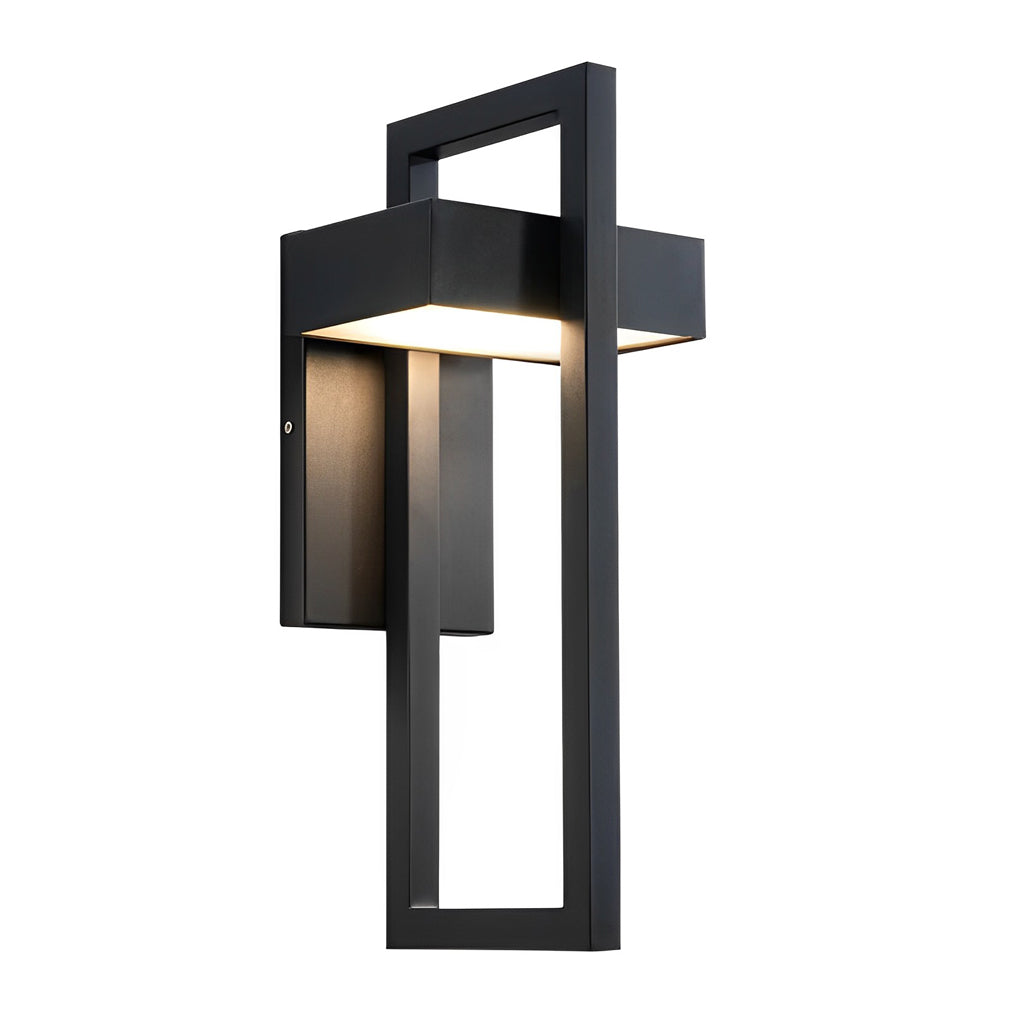 Rectangular Modern Outdoor Wall Sconce — Black Stainless Steel, Acrylic, LED, 840lm, IP65 Weatherproof