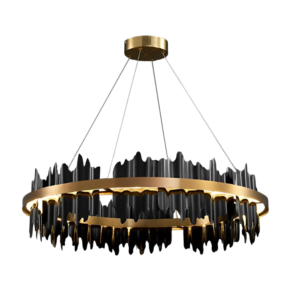Postmodern Textured Metal Chandelier — Gold or Black, Stepless Dimming, 3000K–6000K, 24" or 31"