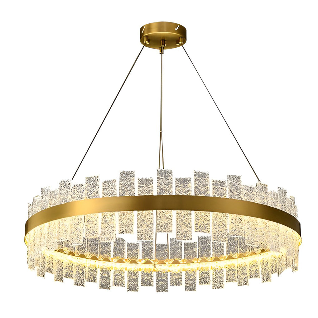 Round Crystal Chandelier — Gold Polished Metal and Glass, 3-Step Dimming, 48W–96W, 16"–31"