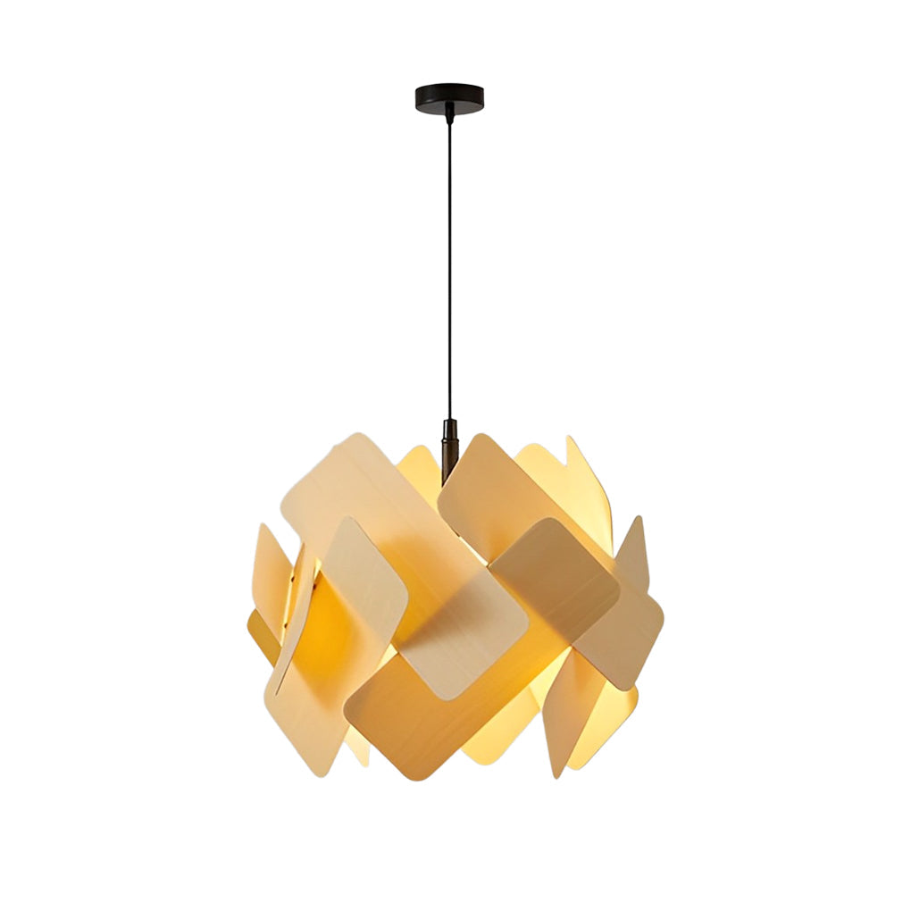 Modern Acrylic Pendant Light — 15.7" Diameter, Adjustable 59.1" Wire, White / Blue / Wood