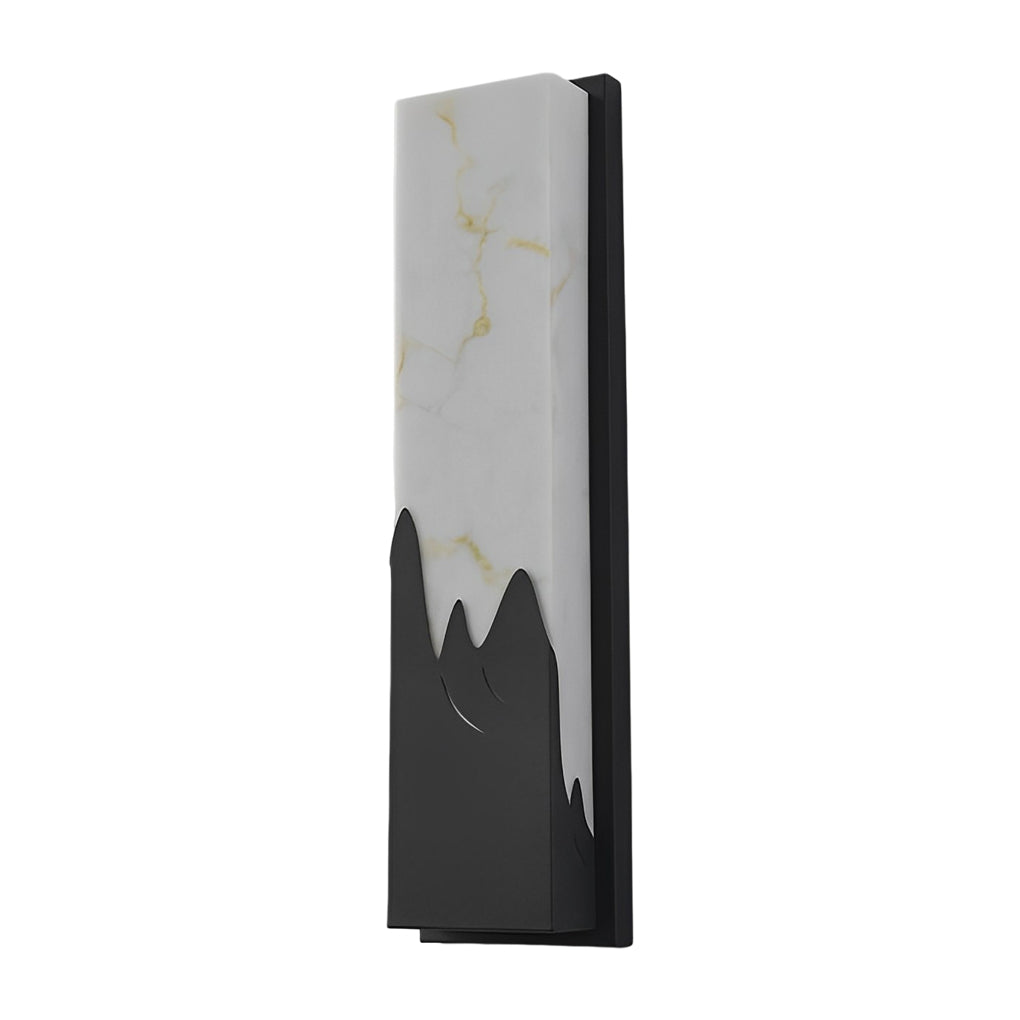 Rectangular Scenery Outdoor Wall Sconce — Stainless Steel and Imitation Marble, Black, LED Warm White, Waterproof, 19" or 25"
