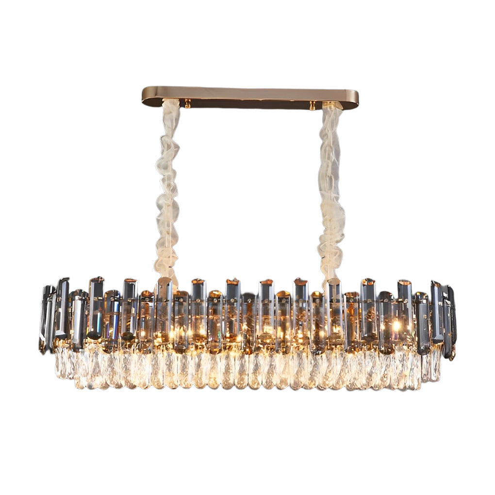 Multi-Layer Crystal Chandelier — Electroplated Iron, Round & Oval, 3000K Warm White, 20"–37"