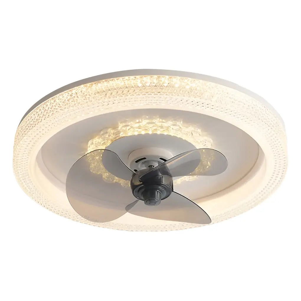 Modern Ceiling Fan Light with Round Design, 360° Rotatable Feature, and Stepless Dimming LED Luxe