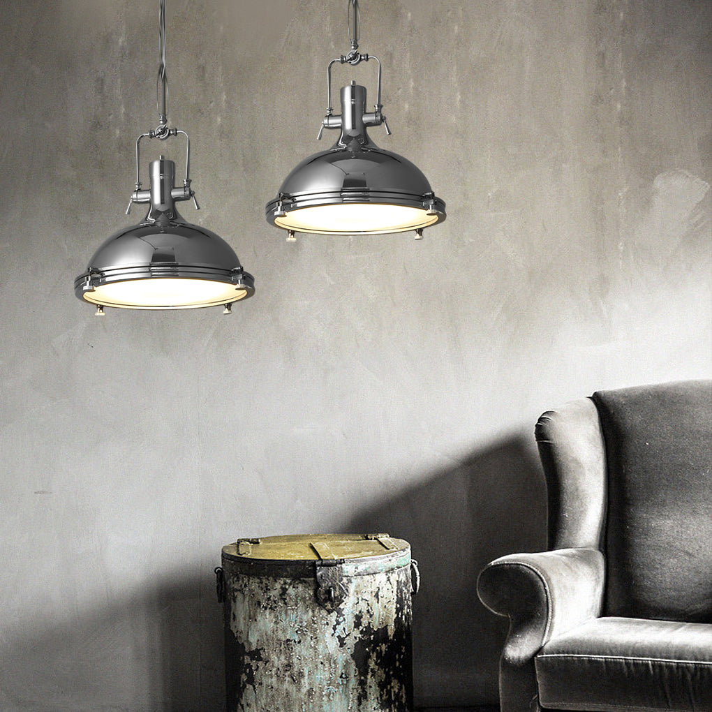 Industrial Vintage Lantern Pendant Chandelier — Metal, E26/E27 LED, 16" Dia., Adjustable 39" Chain, 3000K